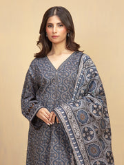 edenrobe Allure Unstitched Printed Khaddar 3Pc Suit EWU5A3-36009