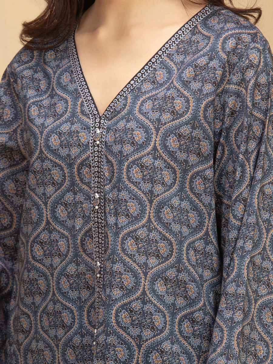 edenrobe Allure Unstitched Printed Khaddar 3Pc Suit EWU5A3-36009