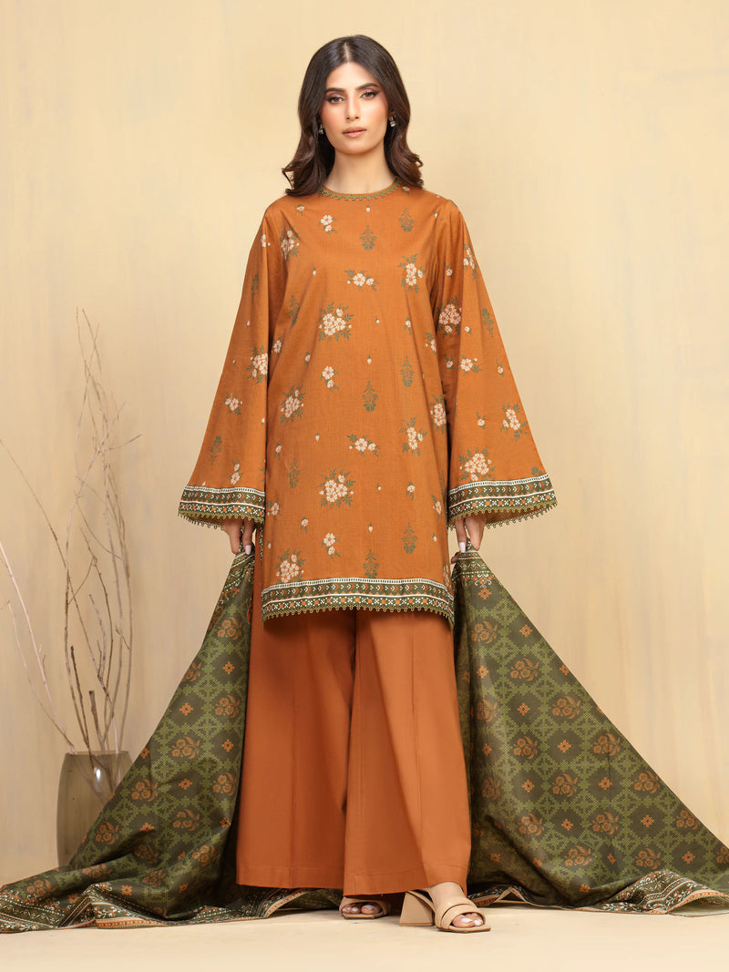 edenrobe Allure Unstitched Printed Khaddar 3Pc Suit EWU5A3-36010