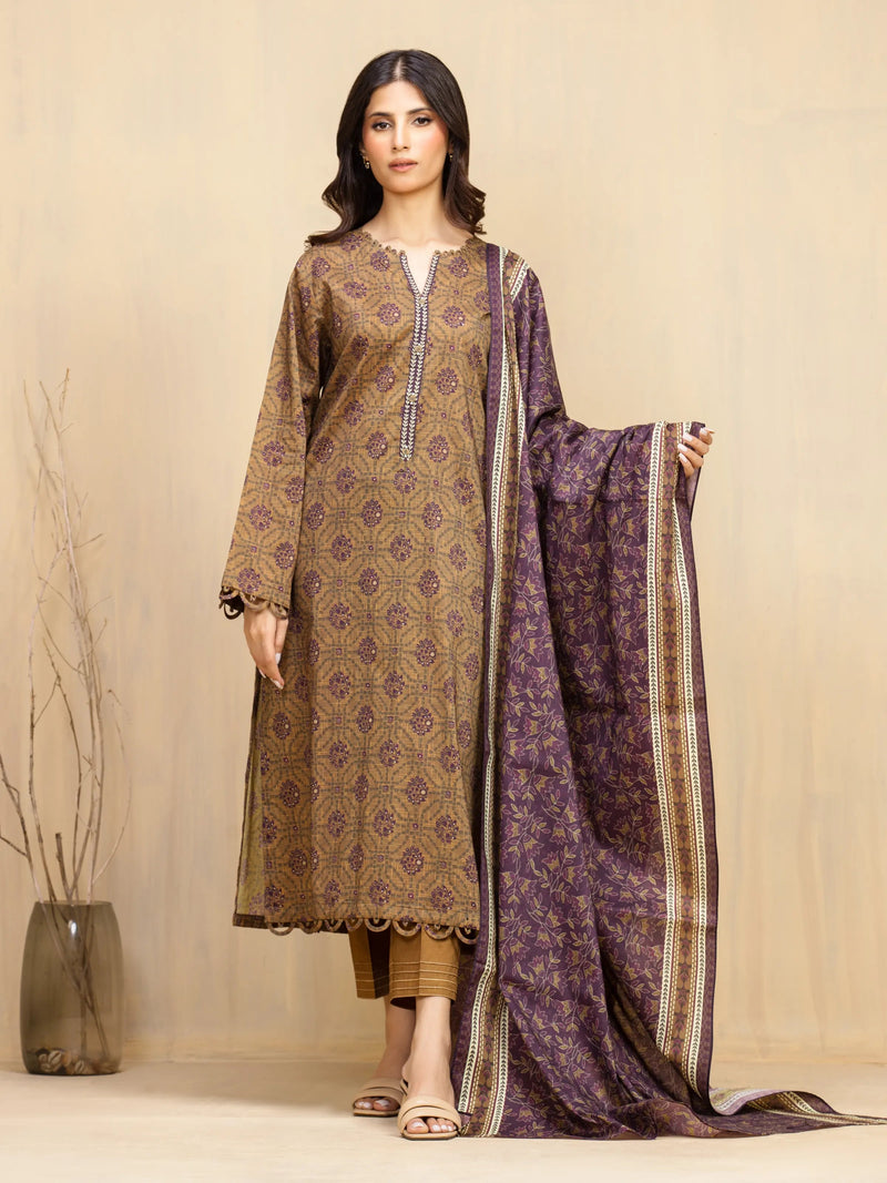 edenrobe Allure Unstitched Printed Khaddar 3Pc Suit EWU5A3-36011