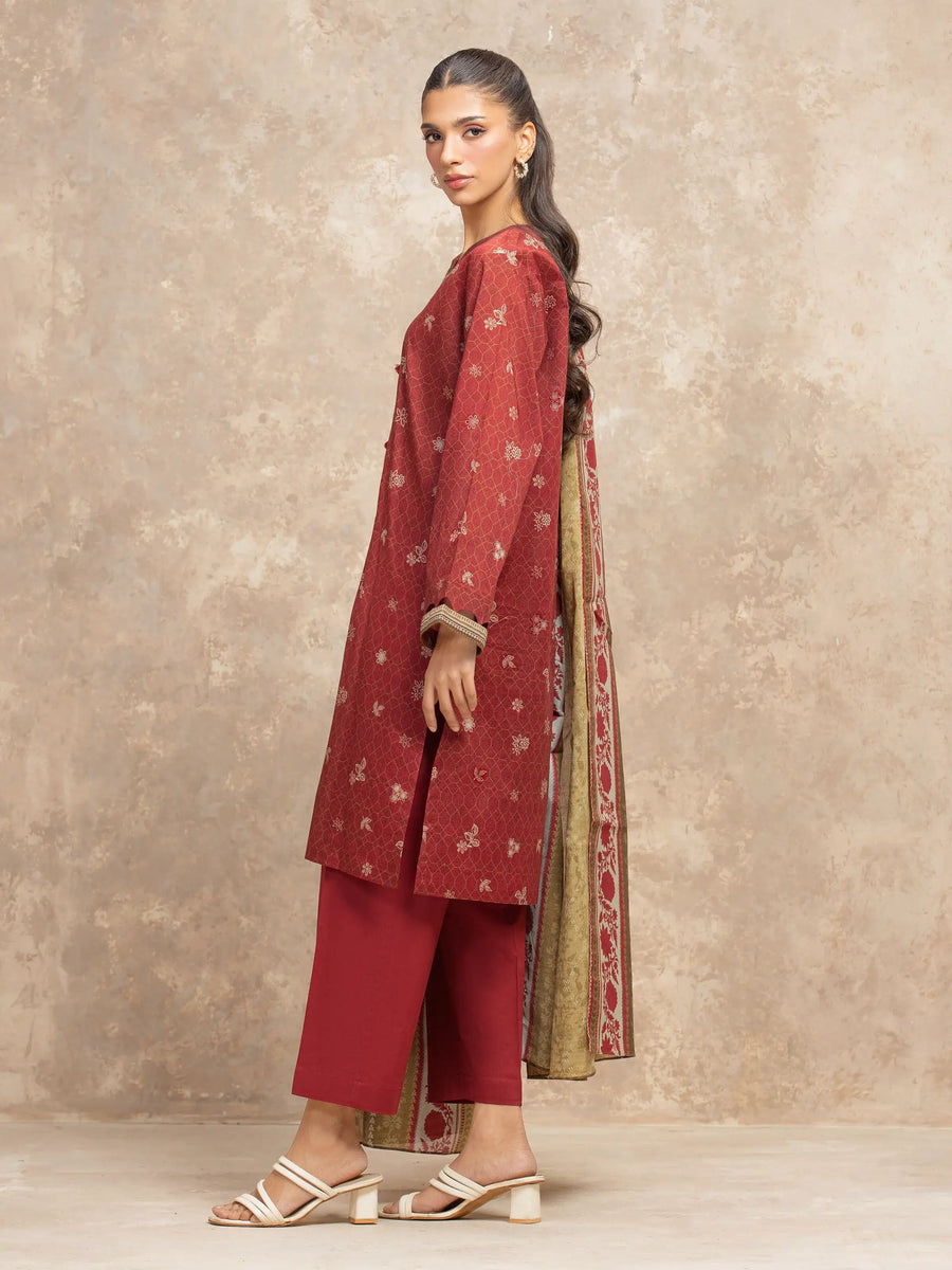 edenrobe Allure Unstitched Printed Khaddar 3Pc Suit EWU5A3-36012