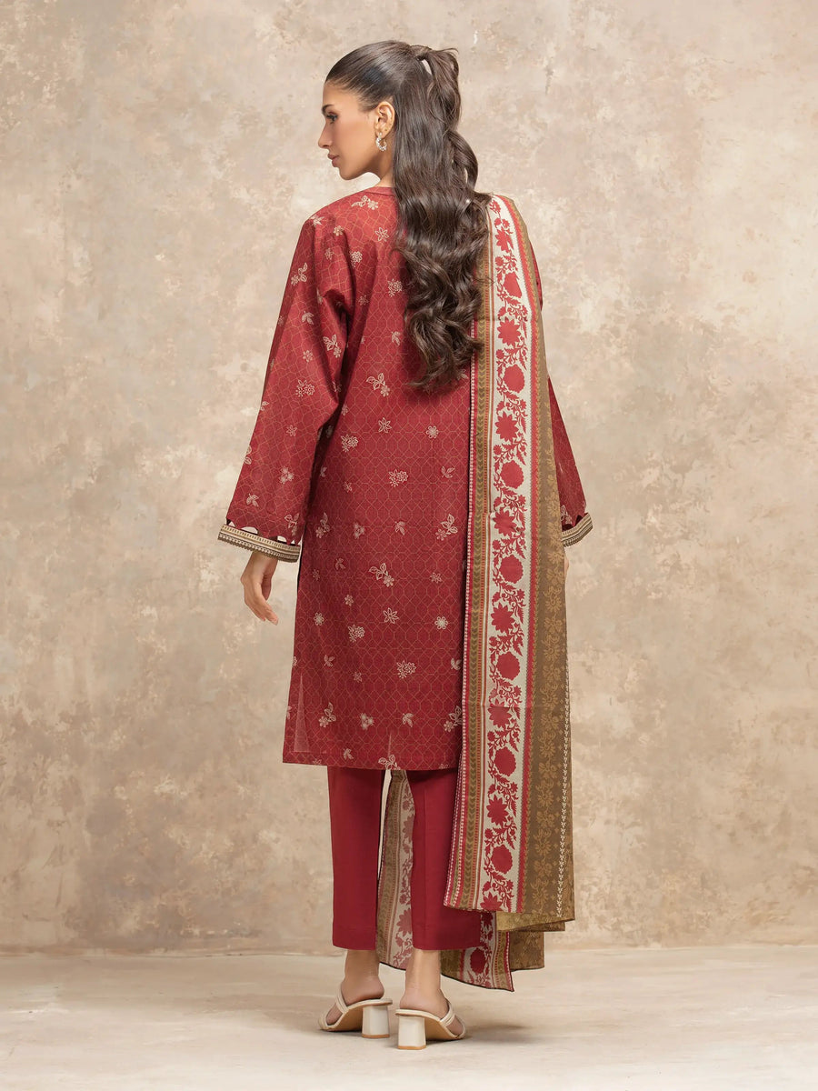 edenrobe Allure Unstitched Printed Khaddar 3Pc Suit EWU5A3-36012