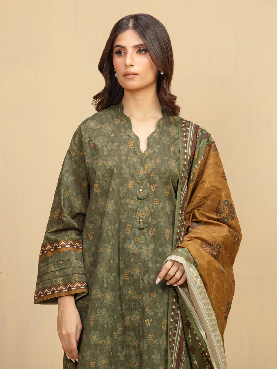 edenrobe Allure Unstitched Printed Khaddar 3Pc Suit EWU5A3-36013