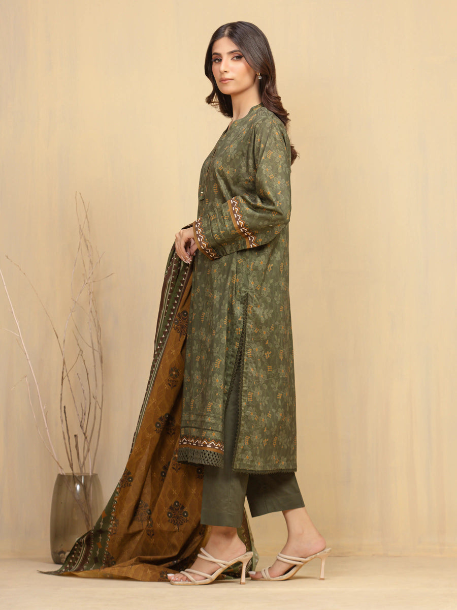 edenrobe Allure Unstitched Printed Khaddar 3Pc Suit EWU5A3-36013