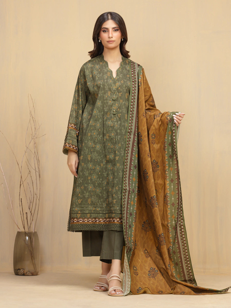 edenrobe Allure Unstitched Printed Khaddar 3Pc Suit EWU5A3-36013