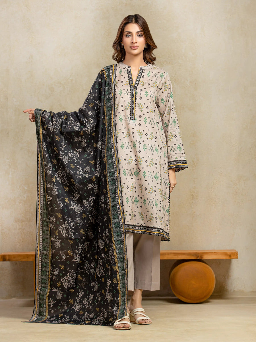 edenrobe Allure Unstitched Printed Khaddar 3Pc Suit EWU5A3-36014