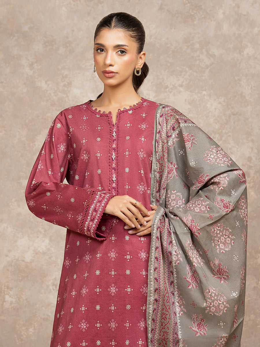 edenrobe Allure Unstitched Printed Khaddar 3Pc Suit EWU5A3-36015