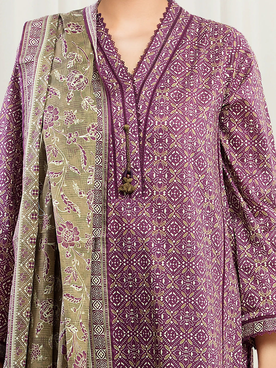 edenrobe Allure Unstitched Printed Khaddar 3Pc Suit EWU5A3-36016