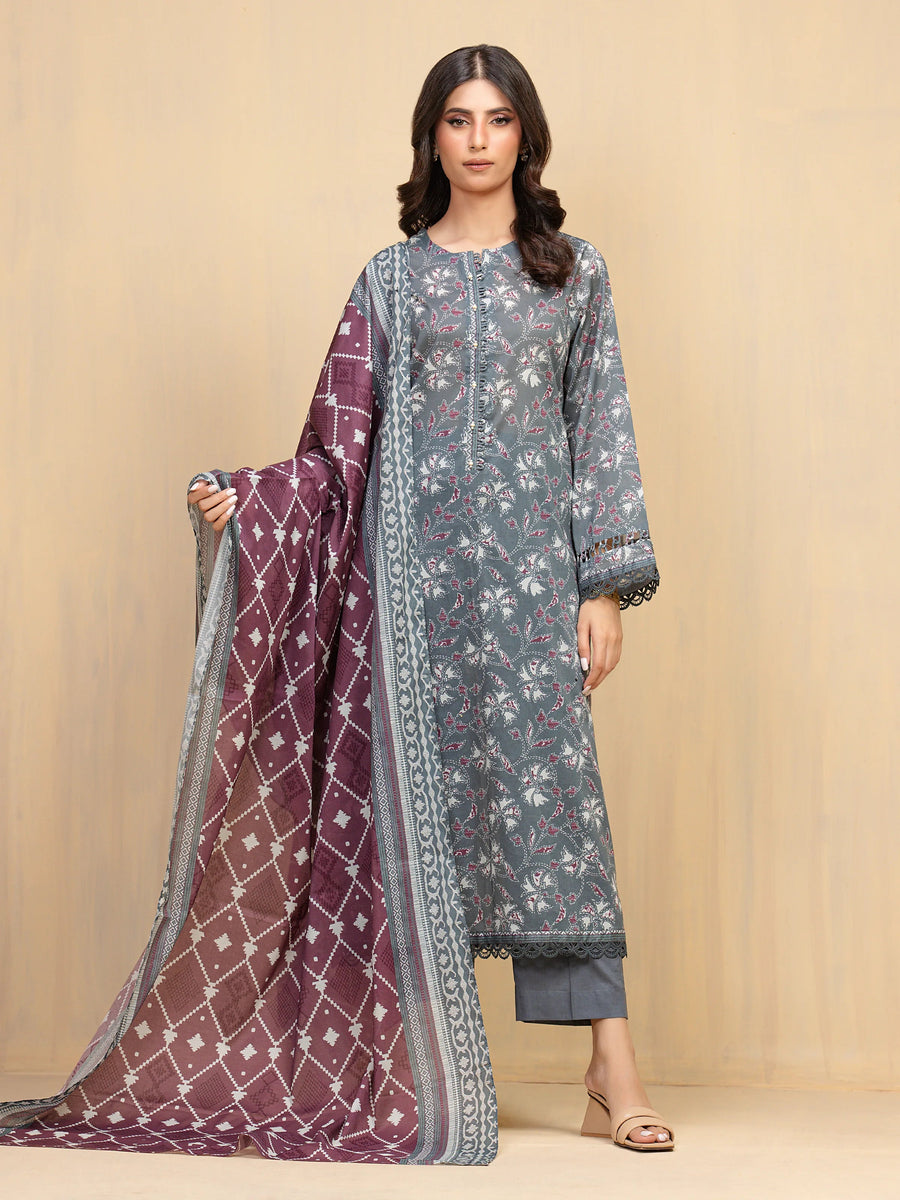 edenrobe Allure Unstitched Printed Khaddar 3Pc Suit EWU5A3-36020