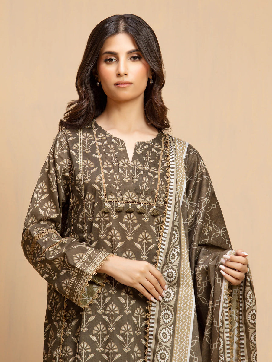 edenrobe Allure Unstitched Printed Khaddar 3Pc Suit EWU5A3-36022