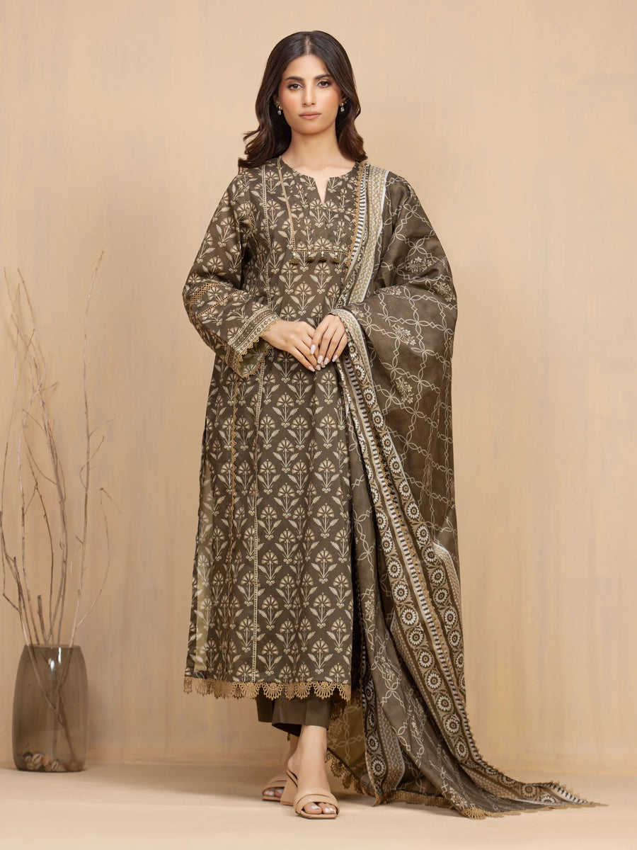 edenrobe Allure Unstitched Printed Khaddar 3Pc Suit EWU5A3-36022