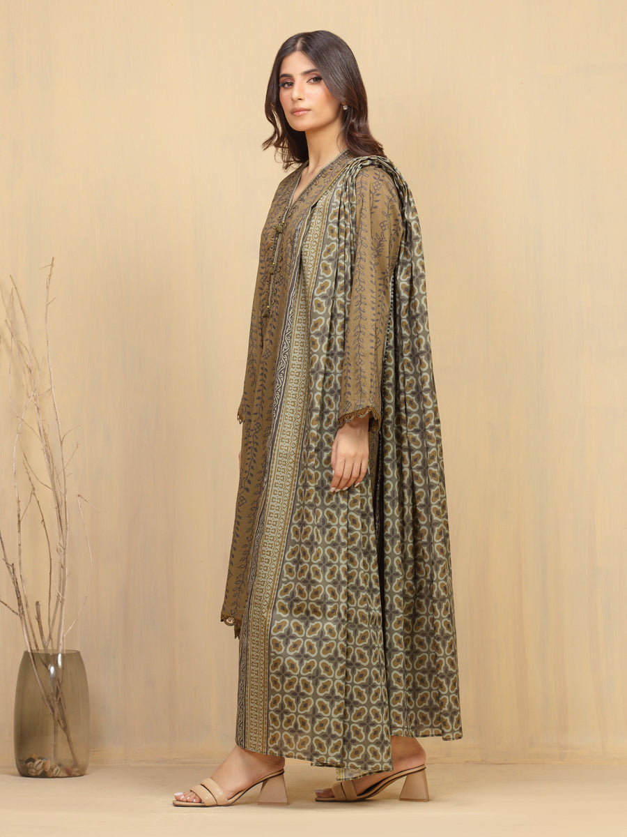 edenrobe Allure Unstitched Printed Khaddar 3Pc Suit EWU5A3-36024