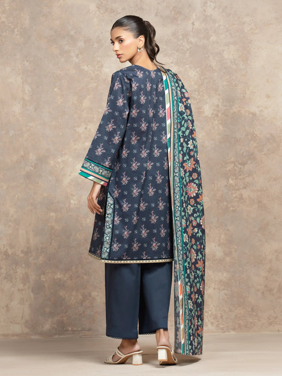 edenrobe Allure Unstitched Printed Khaddar 3Pc Suit EWU5A3-36026