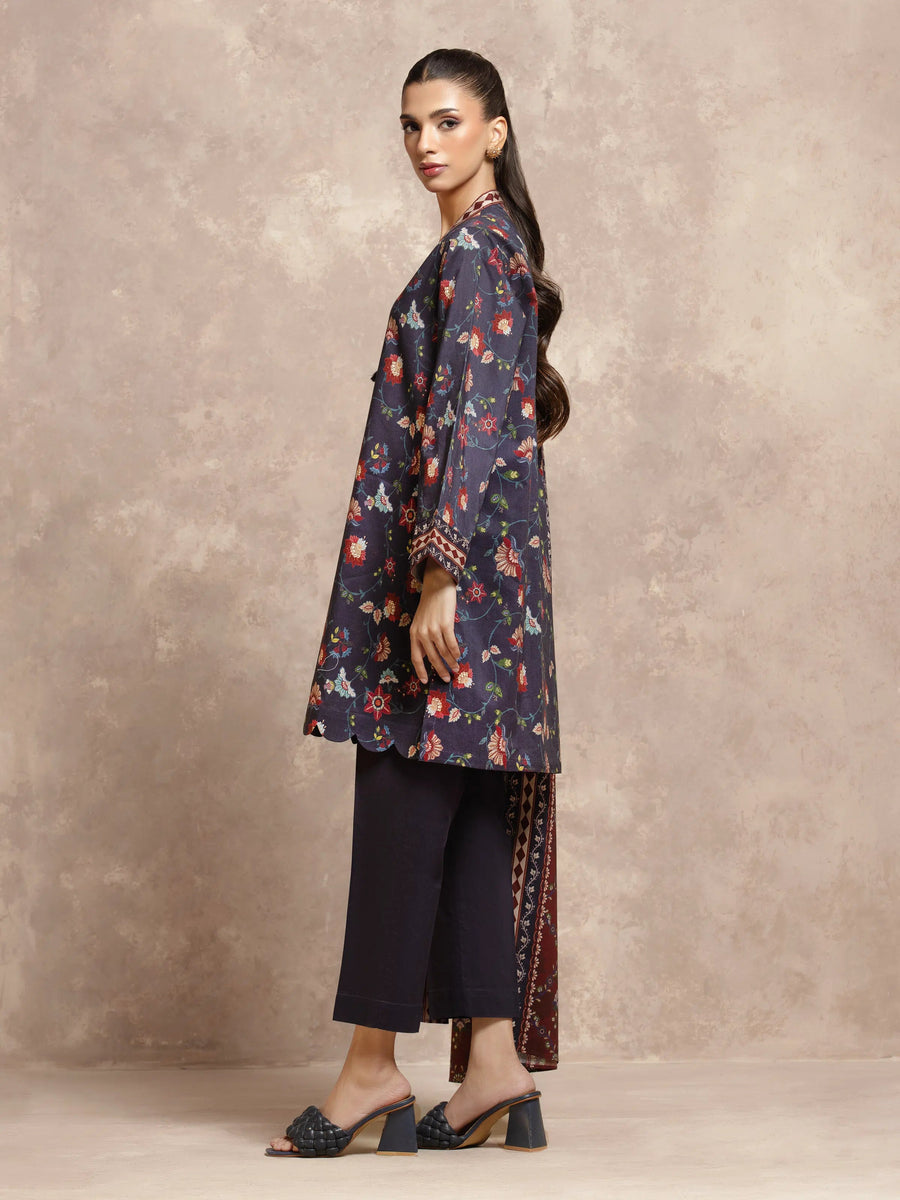 edenrobe Allure Unstitched Printed Khaddar 3Pc Suit EWU5A3-36028