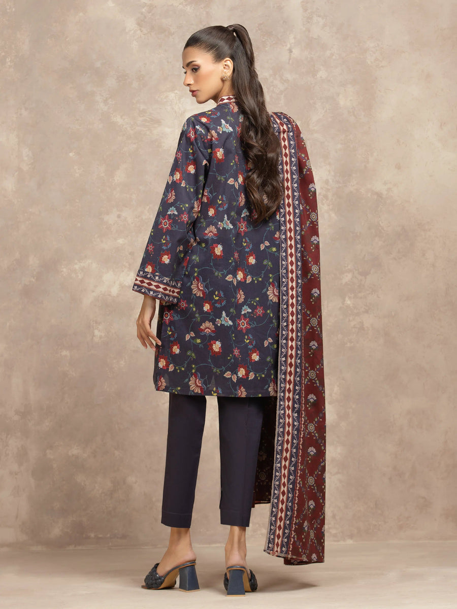 edenrobe Allure Unstitched Printed Khaddar 3Pc Suit EWU5A3-36028