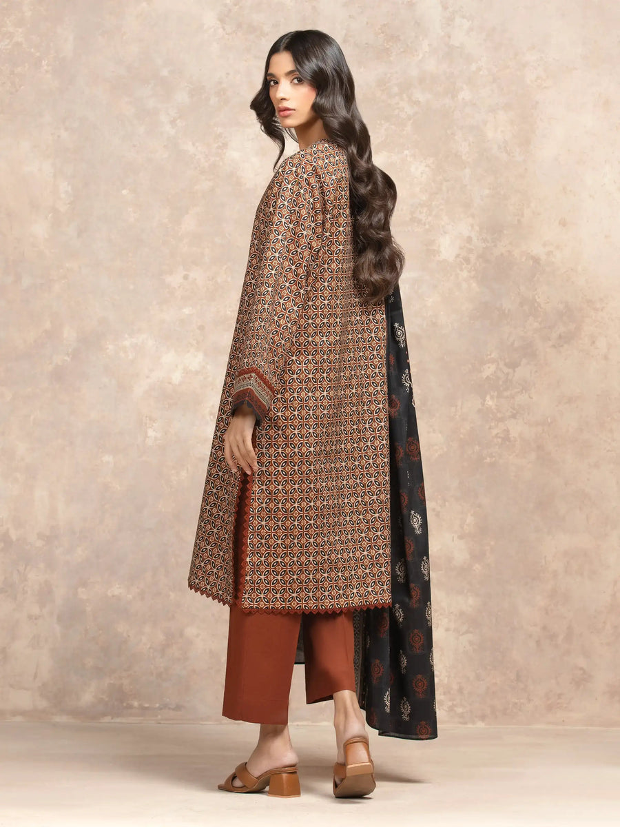 edenrobe Allure Unstitched Printed Khaddar 3Pc Suit EWU5A3-36029