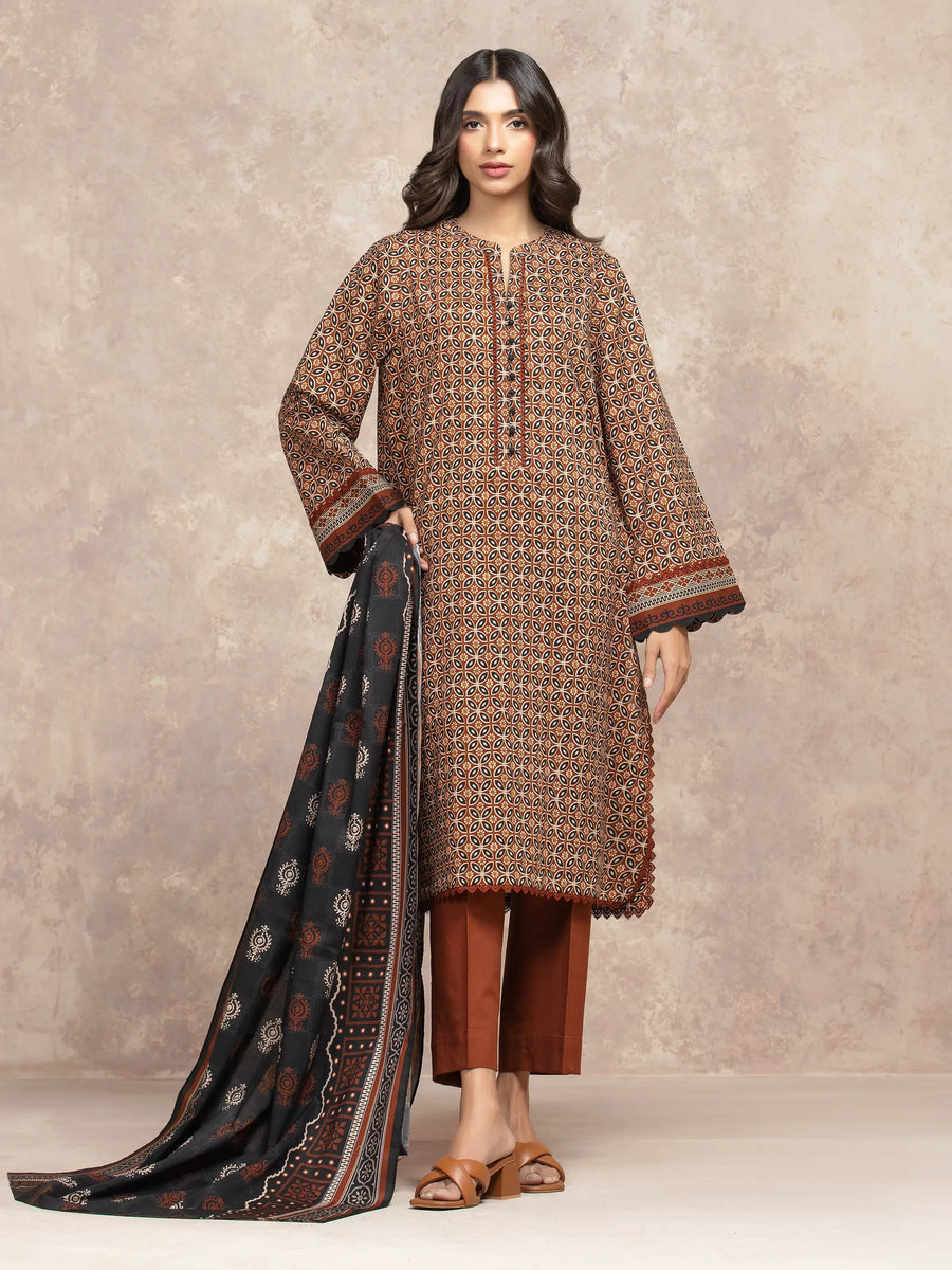 edenrobe Allure Unstitched Printed Khaddar 3Pc Suit EWU5A3-36029