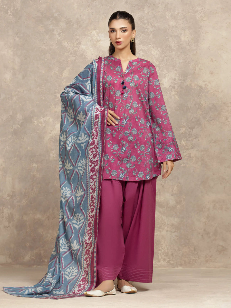edenrobe Allure Unstitched Printed Khaddar 3Pc Suit EWU5A3-36031