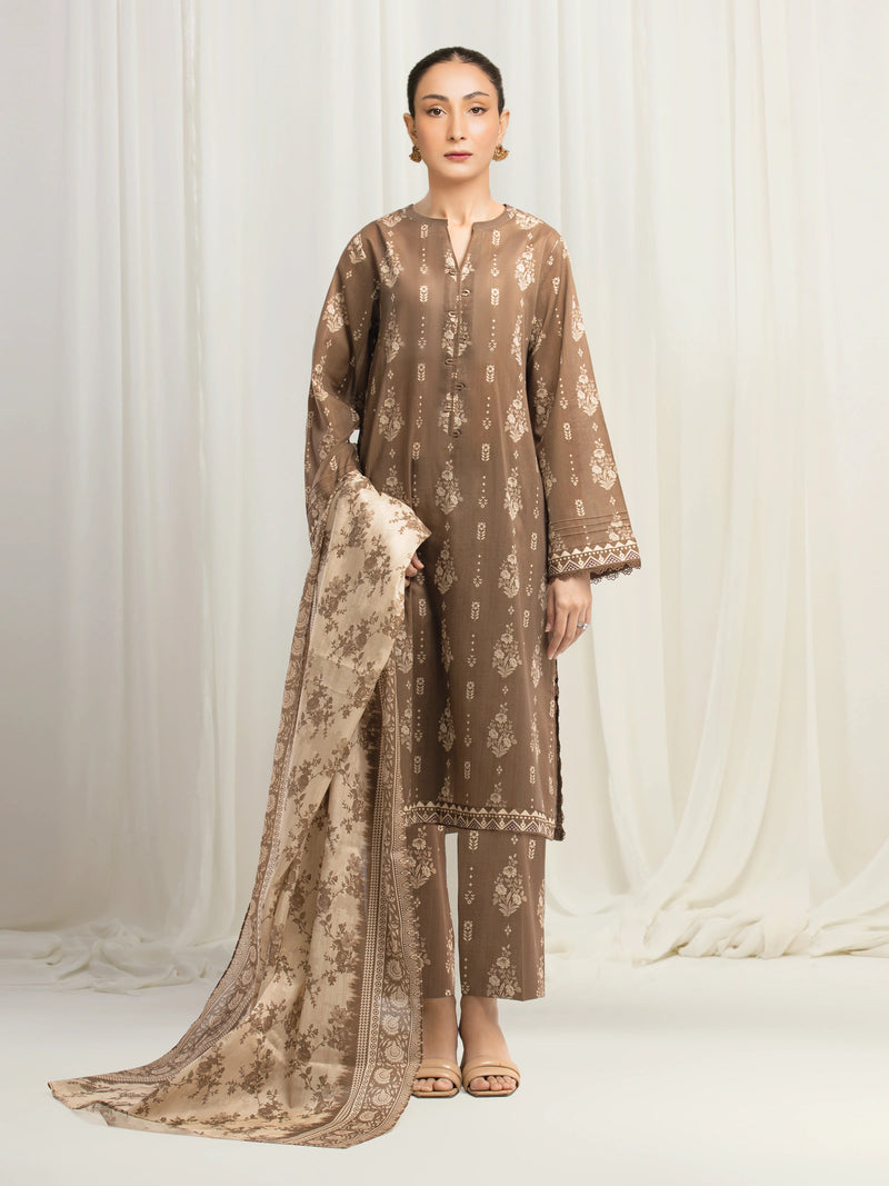 edenrobe Allure Unstitched Printed Khaddar 3Pc Suit EWU5A3-36035