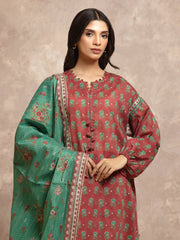 edenrobe Allure Unstitched Printed Khaddar 3Pc Suit EWU5A3-36039