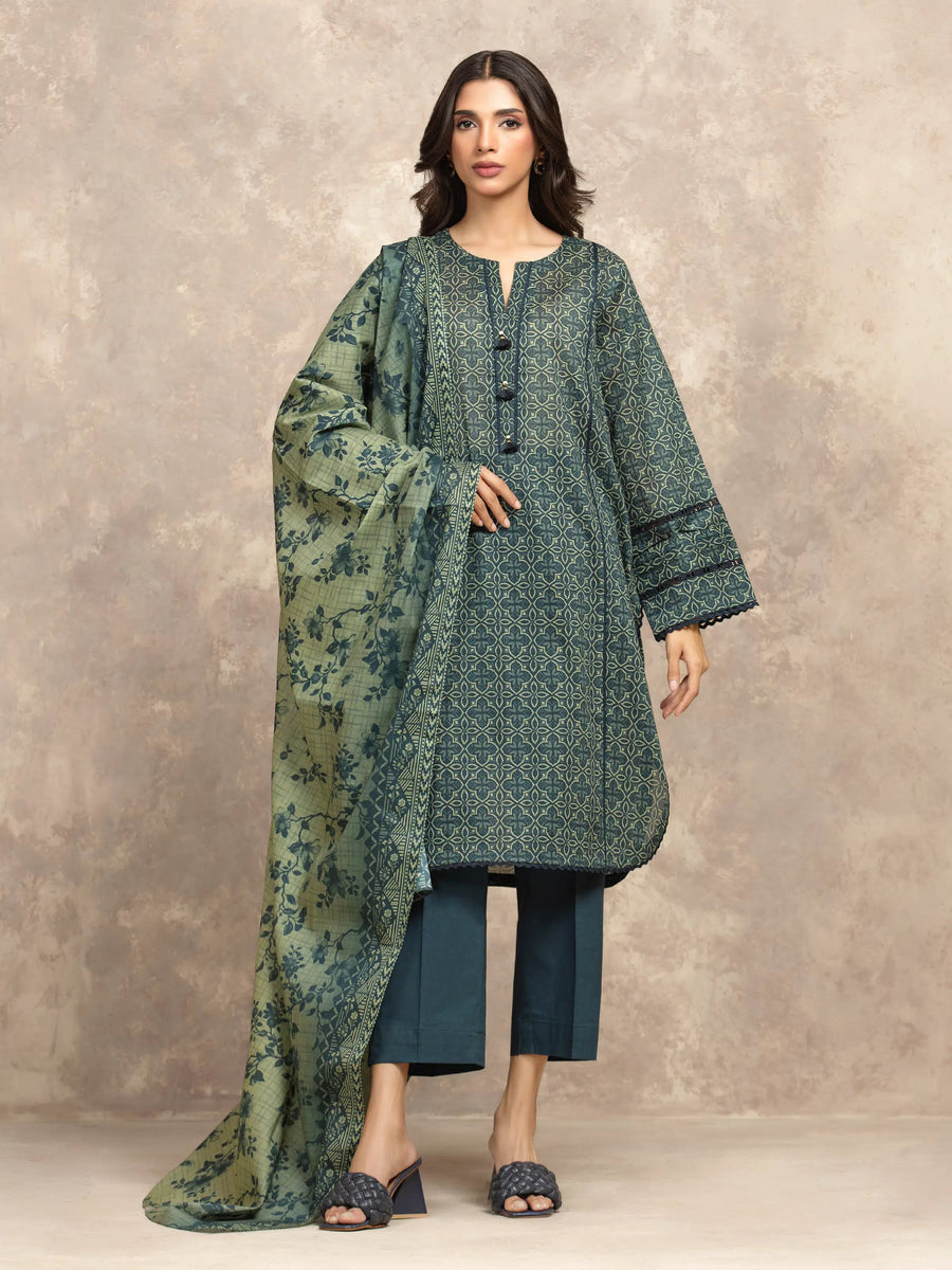 edenrobe Allure Unstitched Printed Khaddar 3Pc Suit EWU5A3-36047