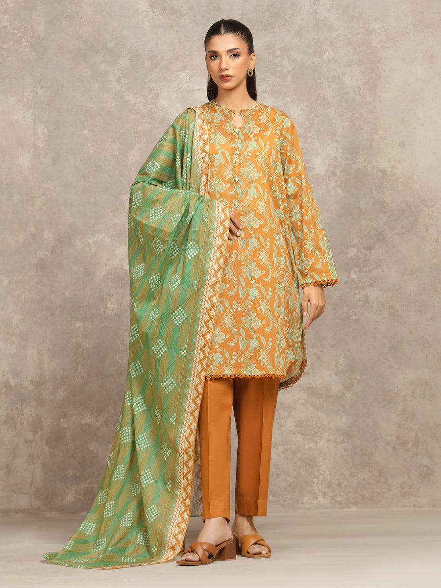 edenrobe Allure Unstitched Printed Khaddar 3Pc Suit EWU5A3-36050