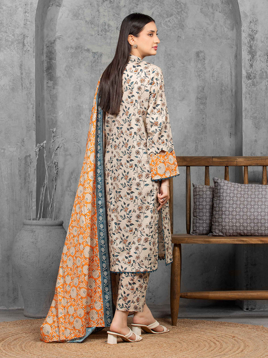 edenrobe Allure Unstitched Printed Khaddar 3Pc Suit EWU5A3-36091