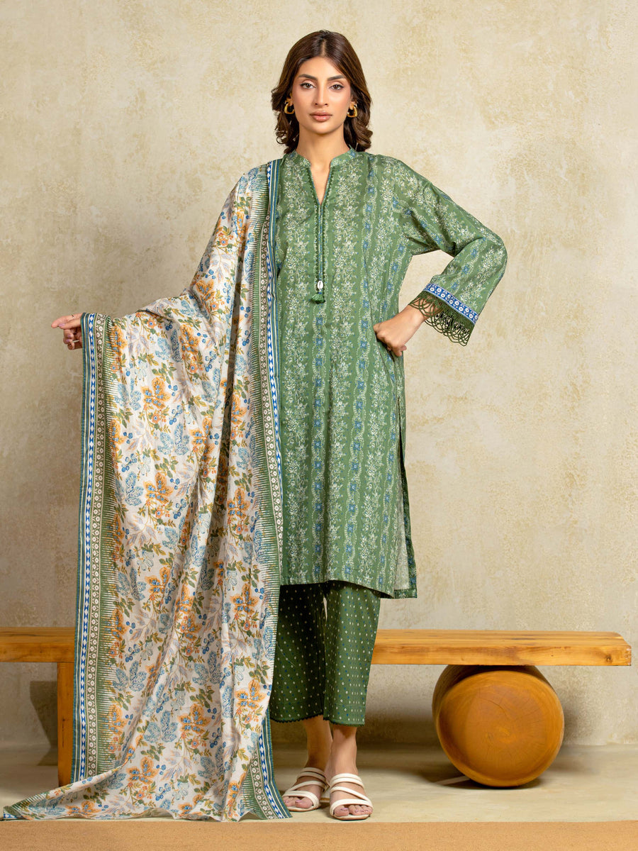 edenrobe Allure Unstitched Printed Khaddar 3Pc Suit EWU5A3-36093