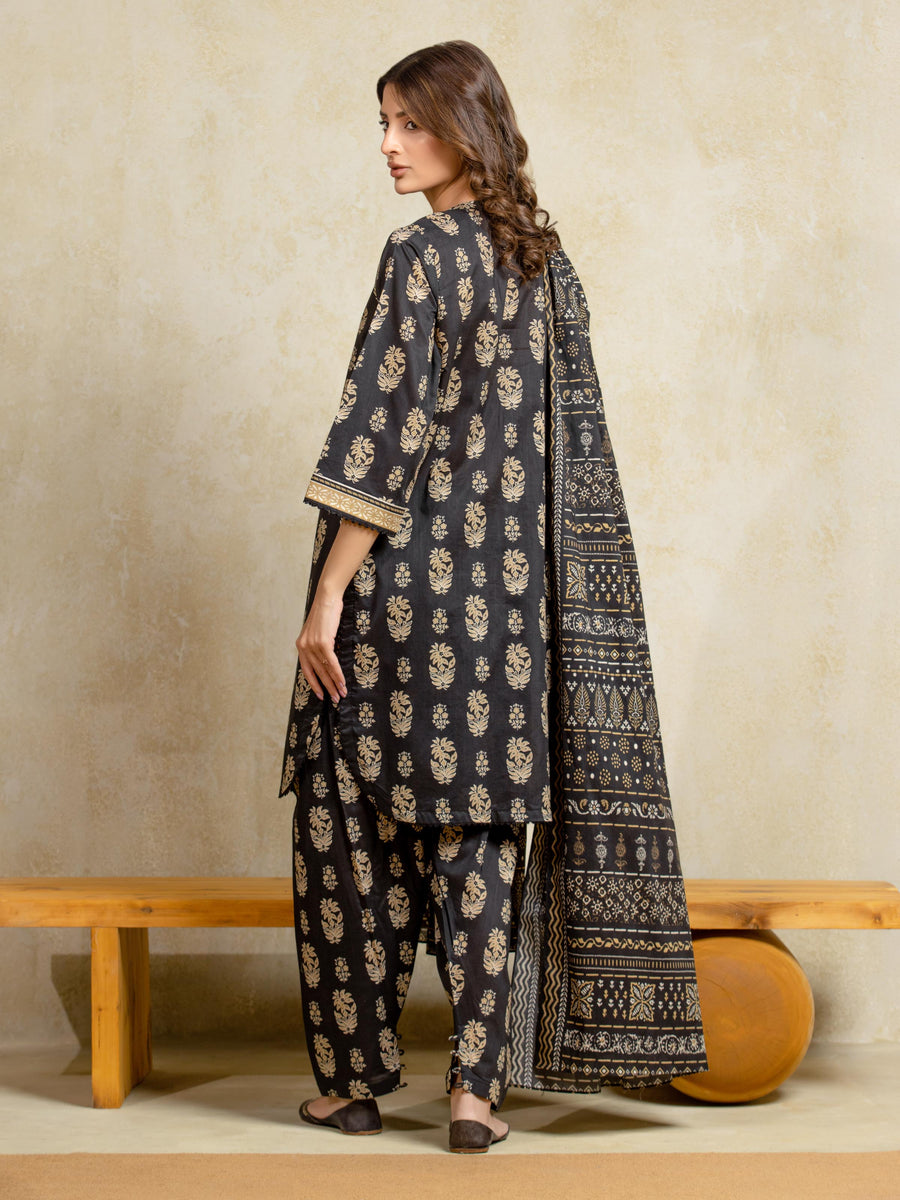 edenrobe Allure Unstitched Printed Khaddar 3Pc Suit EWU5A3-36094