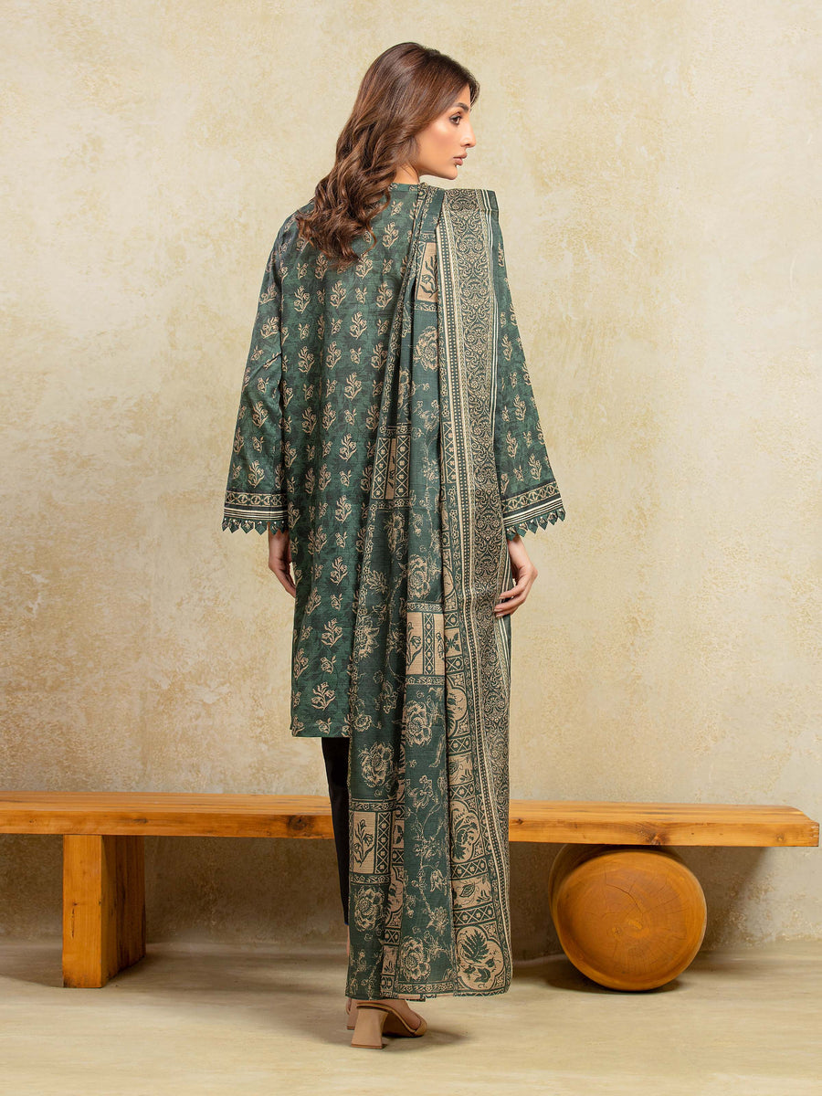 edenrobe Allure Unstitched Printed Khaddar 3Pc Suit EWU5A3-36096