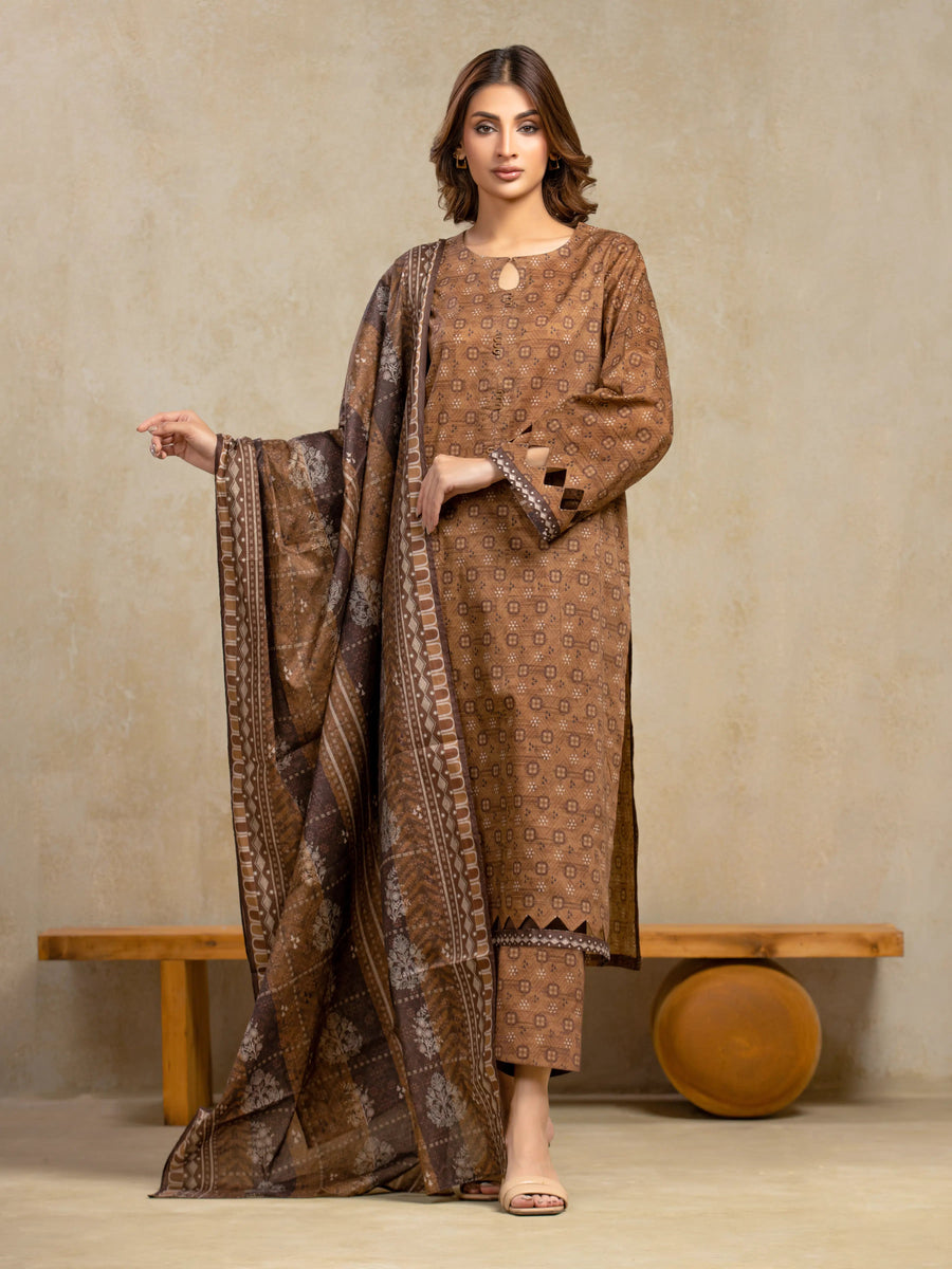 edenrobe Allure Unstitched Printed Khaddar 3Pc Suit EWU5A3-36099