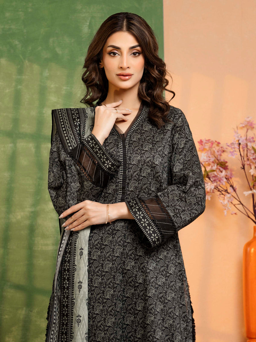 edenrobe Allure Unstitched Printed Khaddar 3Pc Suit EWU5A3-36112