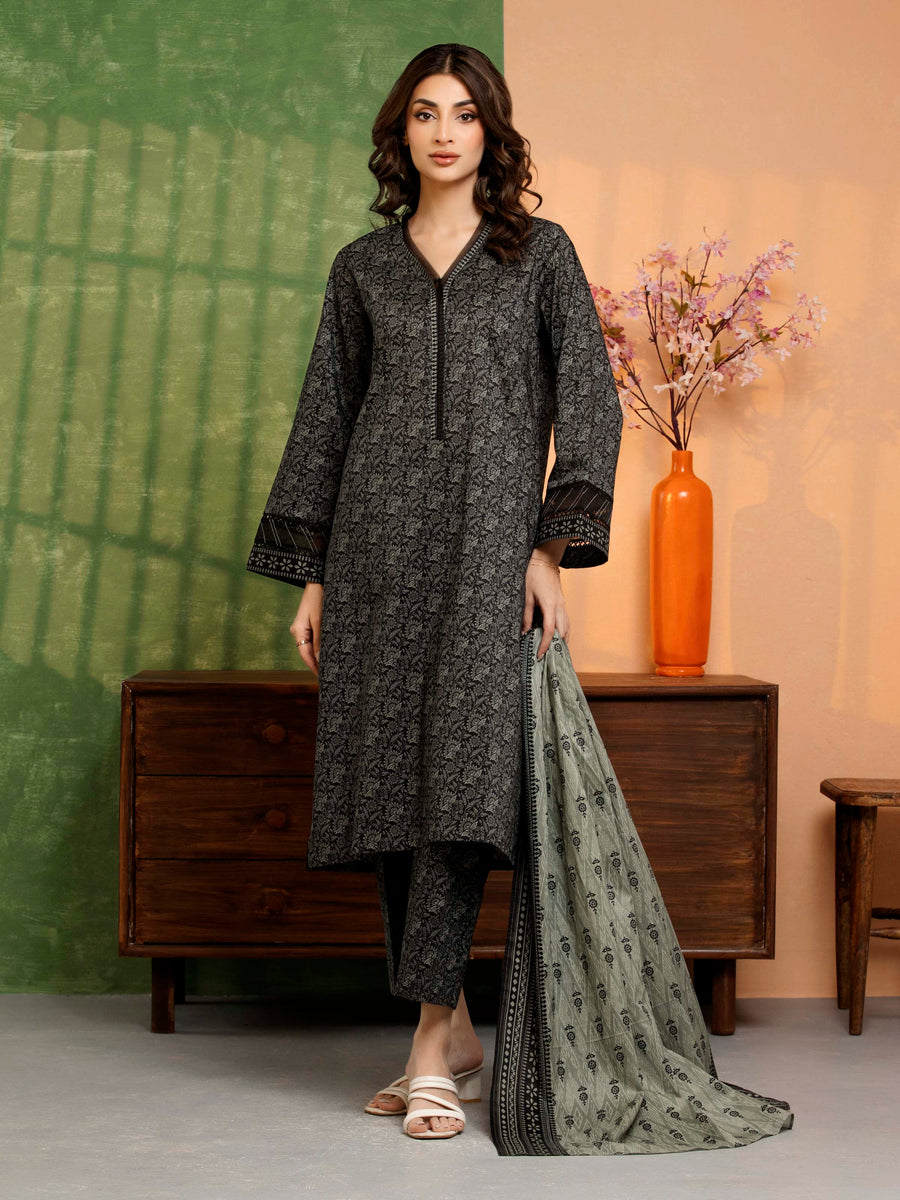 edenrobe Allure Unstitched Printed Khaddar 3Pc Suit EWU5A3-36112