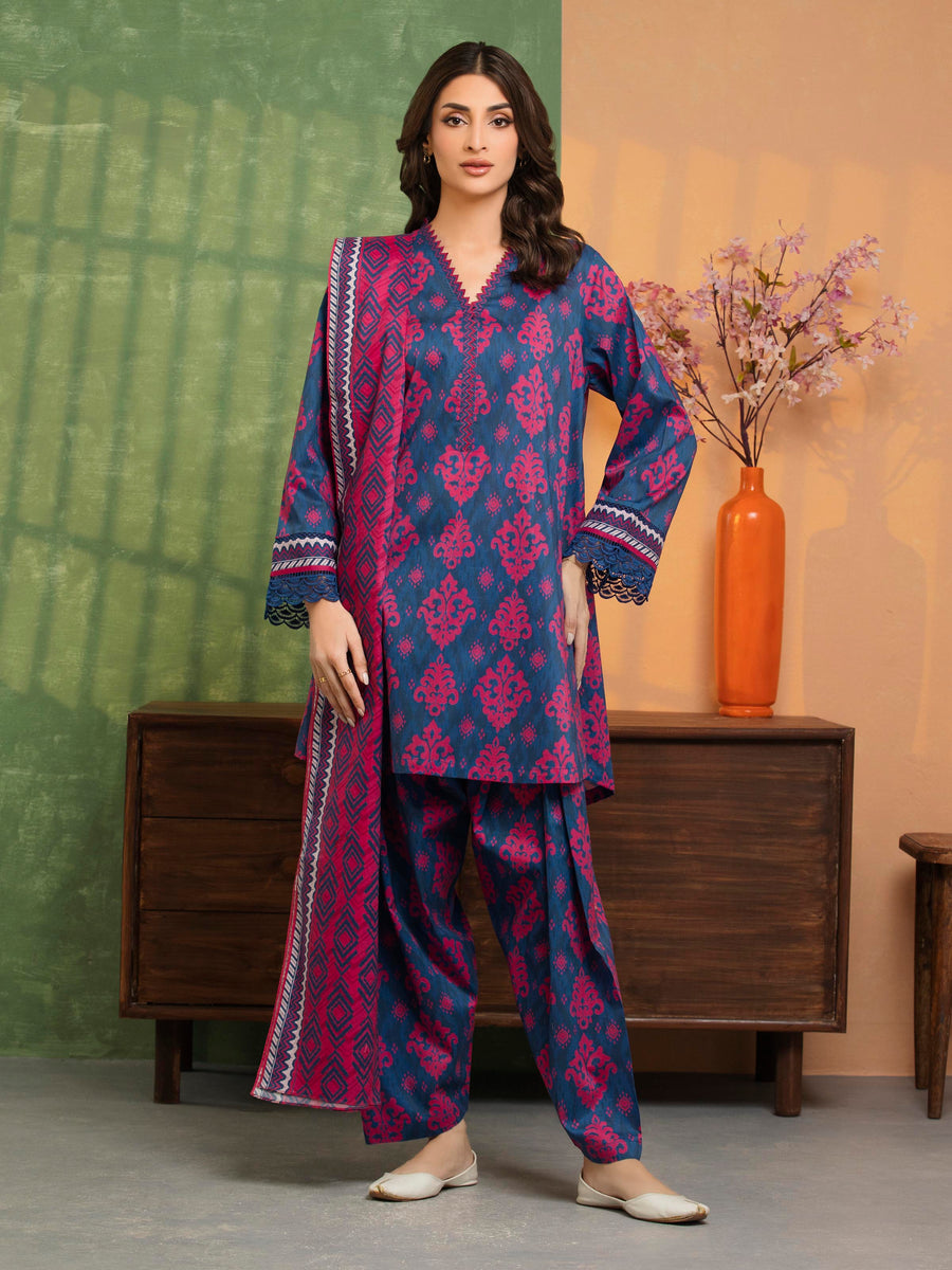 edenrobe Allure Unstitched Printed Khaddar 3Pc Suit EWU5A3-36115
