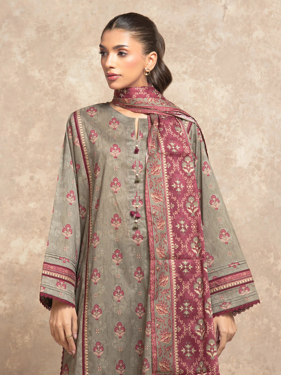 edenrobe Allure Unstitched Printed Khaddar 3Pc Suit EWU5A3-36122