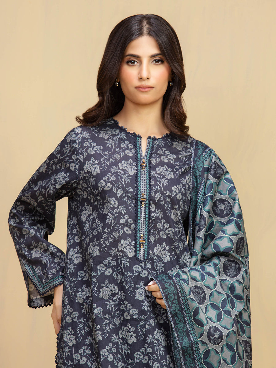 edenrobe Allure Unstitched Printed Khaddar 3Pc Suit EWU5A3-36124