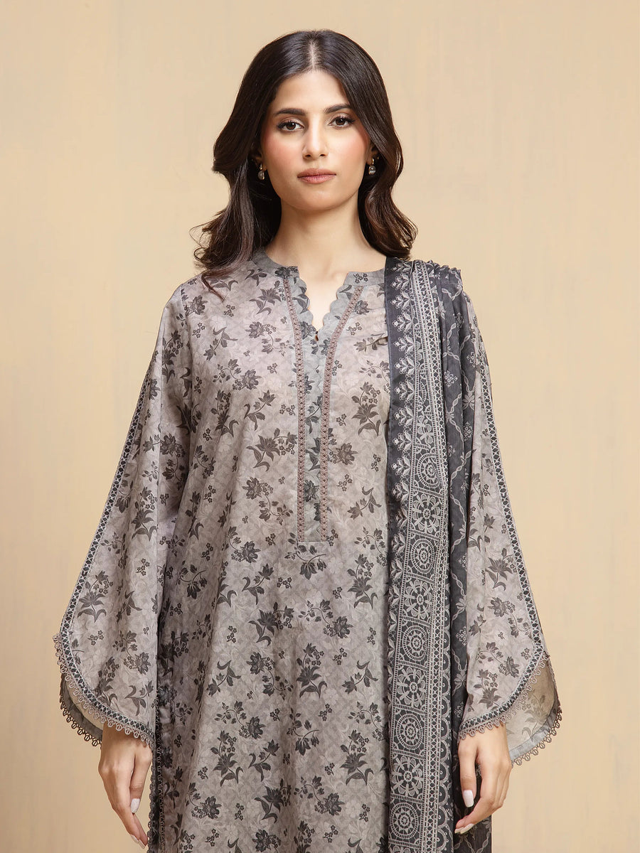 edenrobe Allure Unstitched Printed Khaddar 3Pc Suit EWU5A3-36126