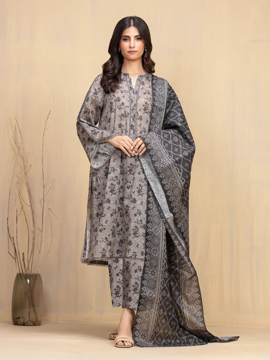 edenrobe Allure Unstitched Printed Khaddar 3Pc Suit EWU5A3-36126