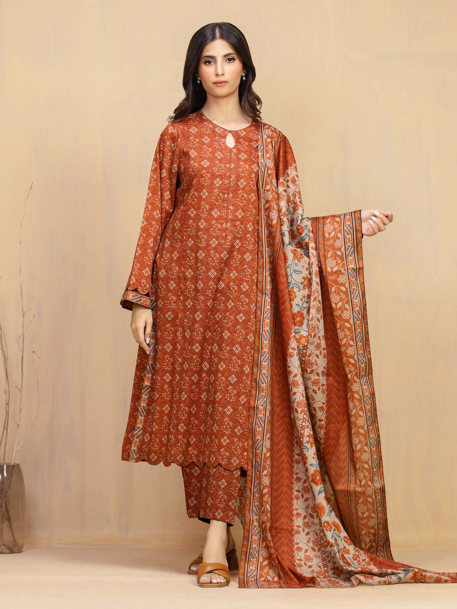 edenrobe Allure Unstitched Printed Khaddar 3Pc Suit EWU5A3-36128
