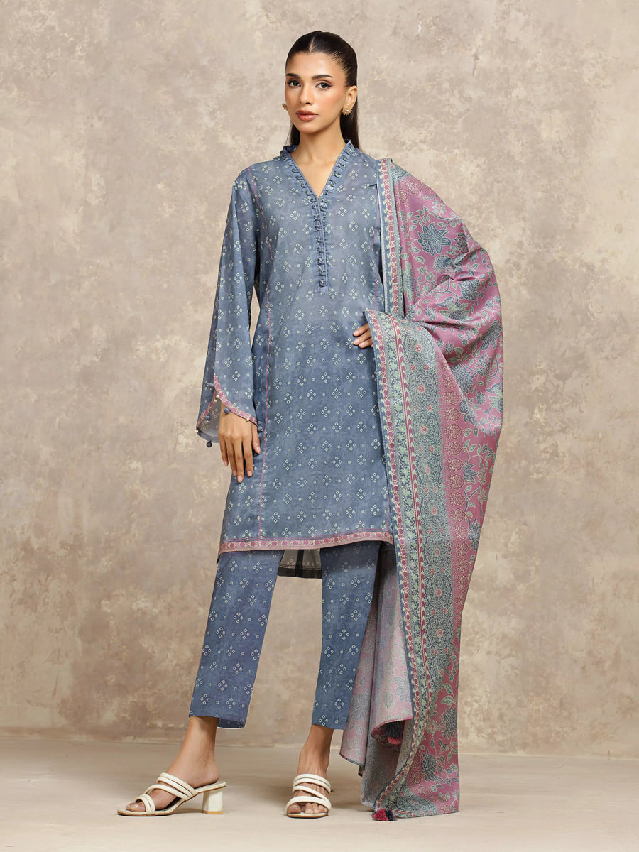 edenrobe Allure Unstitched Printed Khaddar 3Pc Suit EWU5A3-36132