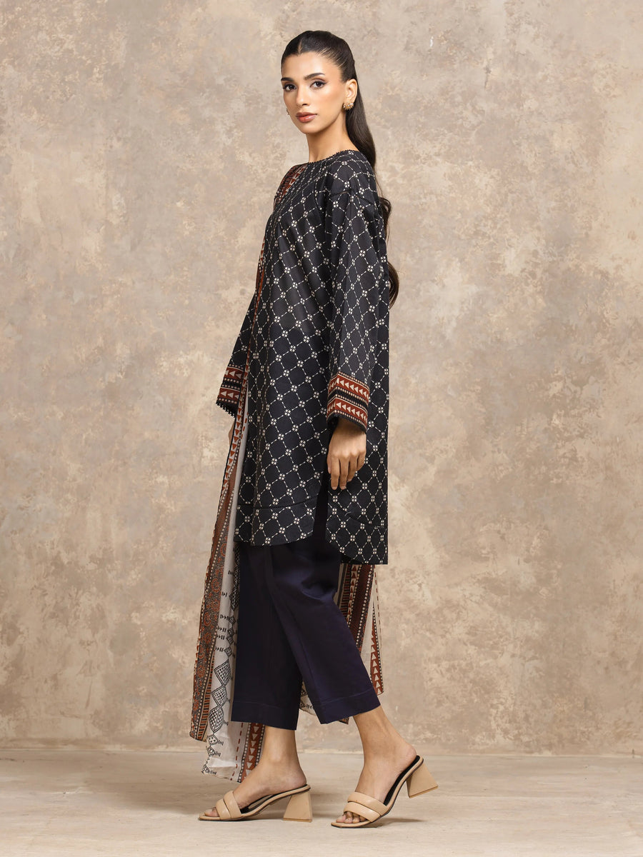edenrobe Allure Unstitched Printed Khaddar 3Pc Suit EWU5A3-36134
