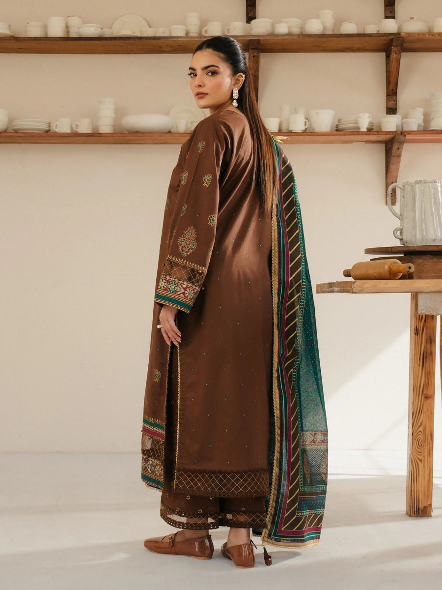 edenrobe Block Print Cambric Unstitched 3Pc Suit EWU5M1-002