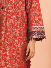 edenrobe Block Print Cambric Unstitched 3Pc Suit EWU5M1-004