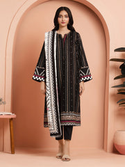 edenrobe Block Print Cambric Unstitched 3Pc Suit EWU5M1-008