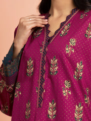 edenrobe Block Print Cambric Unstitched 3Pc Suit EWU5M1-012