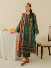 edenrobe Block Print Cambric Unstitched 3Pc Suit EWU5M1-013
