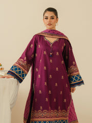edenrobe Block Print Cambric Unstitched 3Pc Suit EWU5M1-014