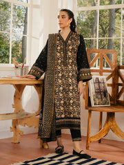 edenrobe Block Print Cambric Unstitched 3Pc Suit EWU5M1-019