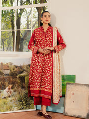 edenrobe Block Print Cambric Unstitched 3Pc Suit EWU5M1-020
