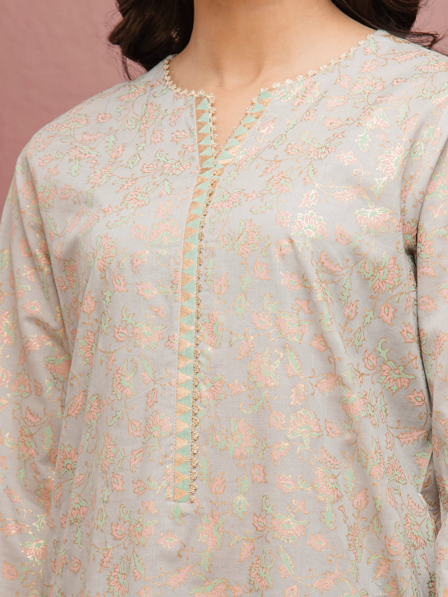 edenrobe Block Print Cambric Unstitched 3Pc Suit EWU5M1-023